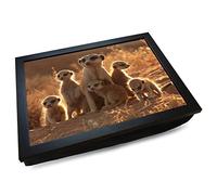 mooki Deluxe Cushioned Photo Lap Tray | Family of Meerkats Wooden Frame Bean Bag Cushion Base #HP, Black, 42cm x 32cm x 6cm, LTY#HP