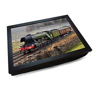 mooki Deluxe Cushioned Photo Lap Tray | The Flying Scotsman Class A3 Steam Train | Wooden Frame | Bean Bag Cushion Base | #KJ