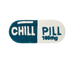 Mooky Mats Chill Pill Long Bath Mat Runner Non Slip 46 x 115cm - Super Soft, Absorbent & Quick Drying Large Bathroom Rug (Teal/Cream)