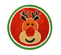 Mooky Mats Christmas Tufted Rudolph Round Bath Mat in Red Mooky Mats Red