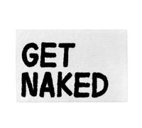 Mooky Mats Get Naked Bath Mat Non-Slip 50 x 80cm - Tufted Slogan Bathroom Rug (White/Black)