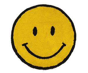 Mooky Mats Happy Face Round Bath Mat 100% Cotton Reversible Emoji Yellow Large Rug 70 x 70cm