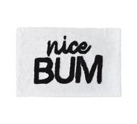 Mooky Mats Nice Bum Slogan Bath Mat - Non-Slip Fun Bathroom Rug in White Mooky Mats White