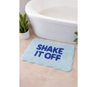 Mooky Mats Shake It Off-Slogan Scalloped Bath Mat in Blue Mooky Mats Blue Bath Mat