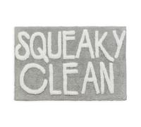 Mooky Mats Squeaky Clean Slogan Bath Mat, Grey