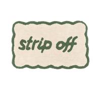 Mooky Mats Strip Off Scalloped Bath Mat Non Slip 50 x 80cm - Soft Tufted Slogan Bath Rug, Absorbent Quick Dry Machine Washable Decorative Bathroom Mat for Stylish Bathrooms (Green/Cream)
