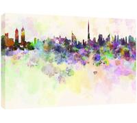 MOOL 32 x 22-inch Dubai Skyline in Watercolour Canvas Wall Art Print, Multi-Colour