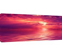 MOOL 42 x 20-inch Large Abstract Ocean Sunrise Canvas Wall Art Print Hand Stretched on a Wooden Frame with Giclee Waterproof Varnish Finish Ready to Hang, Purple