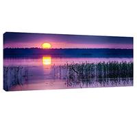 MOOL 42 x 20-inch Large Dramatic Purple Sunset Canvas Wall Art Print Hand Stretched on a Wooden Frame with Giclee Waterproof Varnish Finish Ready to Hang