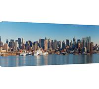 MOOL 42 x 20-inch Large New York City Skyline Panorama Canvas Wall Art Print Hand Stretched on a Wooden Frame with Giclee Waterproof Varnish Finish Ready to Hang