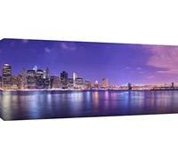 MOOL 42 x 20-inch Large New York Manhattan to Brooklyn Canvas Wall Art Print Hand Stretched on a Wooden Frame with Giclee Waterproof Varnish Finish Ready to Hang