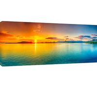 MOOL 42 x 20-inch Large Ocean Sunrise Canvas Wall Art Print Hand Stretched on a Wooden Frame with Giclee Waterproof Varnish Finish Ready to Hang