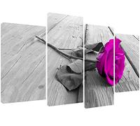 MOOL 51 x 28-Inch Large 4-Piece "Beautiful Romantic subtle purple rose picture with a stunning antique effect" Panel Canvas Print Ready to Hang