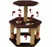 Mool Deluxe 2 Tier Cat Activity Centre and Scratching Tree/Post with 12 Colourful Mouse, 122 cm, Brown/Cream