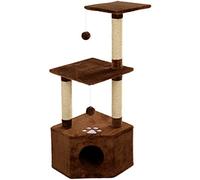 Mool Deluxe Cat Activity Centre and Scratching Tree/Post with Hidey-Hole/ 3 Viewing Platforms, 110 cm, Brown