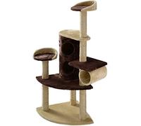 Mool Deluxe Cat Activity Centre and Scratching Tree/Post with Hidey-Holes/5 Viewing Platforms, 114 cm, Cream / Brown