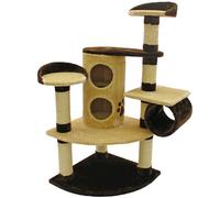 Mool Deluxe Cat Activity Centre and Scratching Tree/ Post with Hidey-Holes/ 5 Viewing Platforms, 114 cm, Beige/ Brown