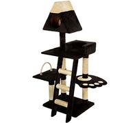 Mool Deluxe Cat Scratching Tree/ Post Activity Centre with 2 Hidey-Holes and 4 Viewing Platforms, 130 cm, Black/ Cream