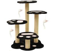 Mool Deluxe Cat Scratching Tree/Post Activity Centre with 4 Viewing Platforms and Mouse Toys, 90 cm, Brown/Cream