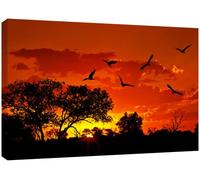 MOOL Large 32 x 22-inch Africa Sunset Canvas Wall Art Print Hand Stretched on a Wooden Frame with Giclee Waterproof Varnish Finish Ready to Hang
