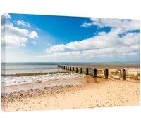 MOOL Large 32 x 22-inch Beach Canvas Wall Art Print Hand Stretched on a Wooden Frame with Giclee Waterproof Varnish Finish Ready to Hang, Blue Sky