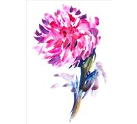 MOOL Large 32 x 22-inch Floral Watercolor Canvas Wall Art Print Hand Stretched on a Wooden Frame with Giclee Waterproof Varnish Finish Ready to Hang, Pink Purple