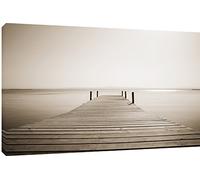 MOOL Large 32inch by 22inch Footbridge Canvas Wall Art Print Hand Stretched on a Wooden Frame with Giclee Waterproof Varnish Finish Ready to Hang, Cotton, Brown, 55.8x81.2x2 cm