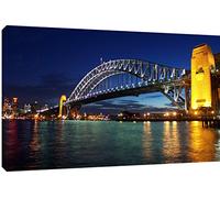 MOOL Large 32inch by 22inch Sydney Harbour Bridge Canvas Wall Art Print Hand Stretched on a Wooden Frame with Giclee Waterproof Varnish Finish Ready to Hang