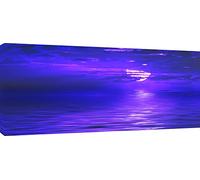 MOOL Large 42 x 20-inch Blue Abstract Ocean Sunrise Canvas Wall Art Print Hand Stretched on a Wooden Frame with Giclee Waterproof Varnish Finish Ready to Hang