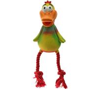 Mool Latex Rubber Squeaky Dog Toy Rope Duck, 15 cm