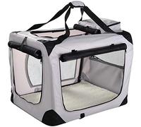 MOOL Lightweight Fabric Pet Carrier Crate with Fleece Mat and Food Bag, Grey