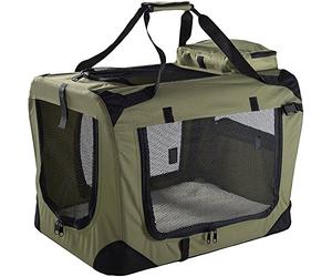 MOOL Lightweight Fabric Pet Carrier Crate with Reversible Mat and Removable Bag, Green
