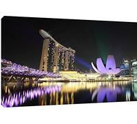 MOOL "Singapore At Night" Canvas Wall Art Print, Multi-Colour, Large, 32 x 22-Inch