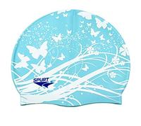Moolecole Soft Waterproof Silicone Swim Cap Women Summer Pool Sea Swimming Cap Bathing Haircare Hat for Long Hair Blue Butterfly