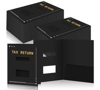 Mooliwe 100 Pcs Black Tax Return Folders Bulk 9 x 11.25 Inches Income Tax Organizer with Side Staples Double Windows Paper File Pocket Document Folders for Accountants Business Office Supply