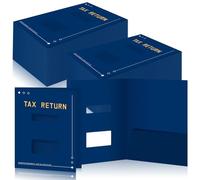 Mooliwe 100 Pcs Blue Tax Return Folders Bulk 9 x 11.25 Inches Income Tax Organizer with Side Staples Paper File Pocket Document Folders for Accountants Business Office Supply