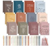 Mooliwe 12 Set/ 24 Pcs Positive Affirmation Gift Set Gratitude Notebooks with Pens Small Bags Motivational Encouragement Notepads Daily Affirmations Journal for Women Stress Relief Self Care (Fresh)