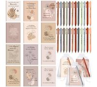 Mooliwe 12 Set/24 Pcs Positive Affirmation Gift Set Gratitude Notebooks with Pens Small Bags Motivational Encouragement Notepads Daily Affirmations Journal for Women Stress Relief Self Care (Elegant)