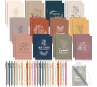 Mooliwe 192 Set/384 Pcs Positive Affirmation Gift Set Gratitude Notebooks with Pens Small Bags Motivational Encouragement Notepads Daily Affirmation Journal for Women Stress Relief Self Care (Simple)