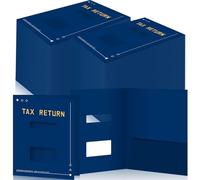 Mooliwe 200 Pcs Blue Tax Return Folders Bulk 9 x 11.25 Inches Income Tax Organizer with Side Staples Double Windows Paper File Pocket Document Folders for Accountants Business Office Supply
