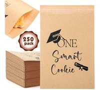 Mooliwe 250 Pack Graduation Candy Cookie Bags - Kraft Paper, Self Seal, Disposable, Paper Folding and Adhesion - One Smart Cookie Graduation Theme