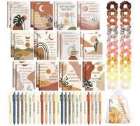 Mooliwe 72 Pcs/24 Set Boho Positive Affirmation Gift Set for Women Gratitude Notebooks with Pens and Hair Scrunchie Small Bags Motivational Encouragement Notepad for Women Coworkers Adult Party Favors