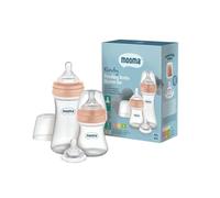 Mooma Kindy Feeding Bottle Starter Set - Baby Bottle Set from Birth, Anti-Colic Bottles 150ml & 250ml, Multi Flow Teats, BPA Free Feeding Set, Old Rose