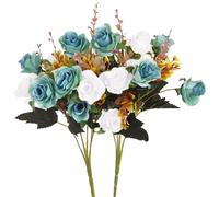 Moomass Artificial Roses,24 Little Rose Silk Flowers.2 Packs of Artificial Flowers,Plastic Flowers Plants for Home Hotel Office Wedding Tables Decorations. (5 Colors in Total)