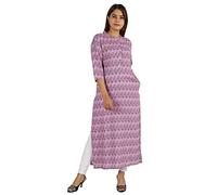 Moomaya Printed Indian Ethnic Kurti For Women Mandarin Collar Long Straight Kurta With Pockets