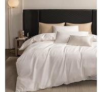 MooMee Duvet Cover Set 100% Extra Long Staple Cotton 600 Thread Count Silky Sateen Smooth Luxury Soft Breathable Durable Hotel Quality Bedding, 2 Pieces (Creamy White,Twin 68"x90")