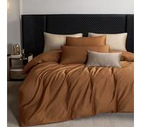 MooMee Duvet Cover Set 100% Extra Long Staple Cotton 600 Thread Count Silky Sateen Smooth Luxury Soft Breathable Durable Hotel Quality Bedding, 3 Pieces (Dark Orange, King 104"x90")