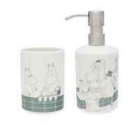 Moomin Arabia Moomin soap dispenser and toothbrush holder Bath time green-white