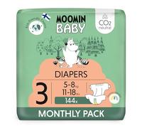 Moomin Baby Eco Nappies Size 3 Monthly Pack, 5-8 kg, 144 Sensitive Premium Diapers with Leakage Barrier | Soft and Skin Friendly, No Unnecessary Chemicals |