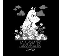 Moomin Flowers Japanese Unisex T-Shirt - Black - S